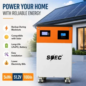 SOEC 5kWh + 5kW Inverter All in One Solar Storage System Affordable Home Backup Power LiFePO4 Battery No Blackouts Reliable ESS