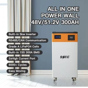 SOEC AII One Mobile ESS 51.2V Split Home Energy Storage 300Ah Lifepo4 Battery 10kWh 15kWh Solar