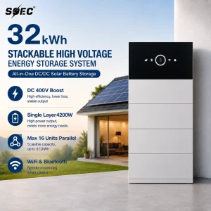 SOEC High Voltage DC400V 32kWh All in One Stackable Modular Solar Energy Storage System for Solar PV Energy Backup Power
