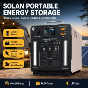 SOLAN LiFePO4 Portable Solar Generator Clinic Emergency Power Reserve with 220V Output