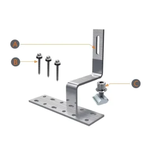 SUS304 Stainless Steel Adjustable Solar Roof Hook for Tile Roof Mounting