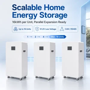 Scalable 16kWh LiFePO4 Battery 51.2V 314Ah Parallel Solar Storage System 16 Units for Home and Small Commercial