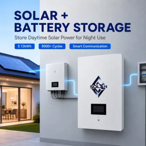 School Campus Solar Storage 51.2V 100Ah LiFePO4 Battery Pack with BMS Protection