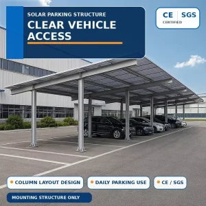 Single Column Solar Carport Mounting System Zn Al Mg Steel Structure for Commercial Parking