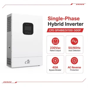 Single Phase 6.2kW Hybrid Solar Inverter 48V SPI4862V100-500P for Home Energy Storage System Backup Power