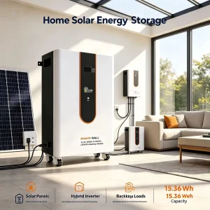 Smart 15.36kWh LiFePO4 Home Energy Storage System | 51.2V 300Ah 10-20KW Rack-Mounted LCD Monitoring BMS Multi-Protection