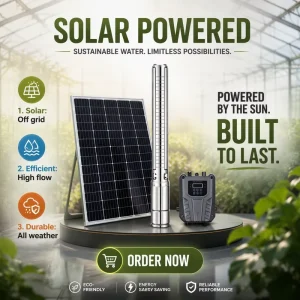 Smart High Pressure Stainless Steel Solar Submersible Pump with DC Controller for Home Farm Villa Water Supply