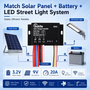 Smart PWM Flat 3230 3.2V 32W 20A Solar Charge Controller for Street Light Solar Energy with Sensor