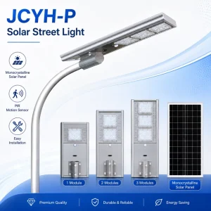 Solar AC/DC LiFePO4 LED Street Light IP66 CCC RoHS Certified for Highway Use with Aluminum Construction and Plastic Shade