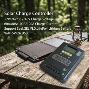 Solar Battery Charge Controller 12V/24V/36V/48V 60A-120A with USB Port and LCD Display