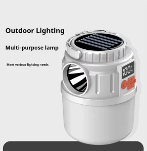 Solar Camping Lantern LCD Digital Display Remote Control 3-in-1 LED Flashlight Power Bank for Climbing and Hiking