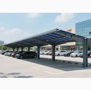 Solar Carport Mounting Brackets with Galvanized Poles and Carbon Steel Frame