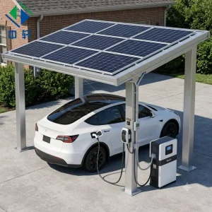 Solar Carport Mounting Kit with Inverter and Battery Charging Point