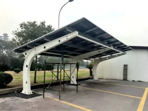 Solar Carport with EV Charging Station Waterproof Photovoltaic Car Parking System Renewable Energy PV Carport Structure