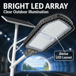 Solar Commercial 300W Split Street Lighting Pole Outdoor Waterproof Heavy Duty Dawn Light
