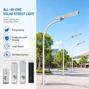 Solar DC LED Road Light IP66 CCC CE RoHS Certified LiFePO4 Battery Aluminum 60W 13000 Lumens