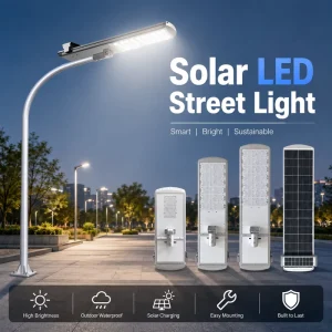 Solar DC LED Street Light IP66 CCC CE RoHS Certified LiFePO4 Battery Aluminum Highway 13000 Lumens