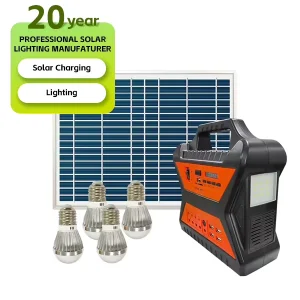 Solar Energy Home Use Easy Setup Portable Backup Generator Polycrystalline Silicon Solar Panels PWM 12V Charging Kit 7000mAh