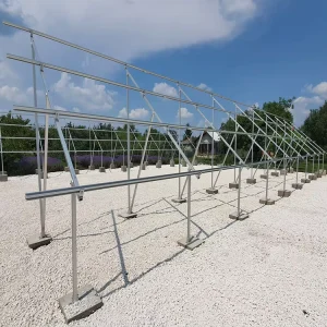 Solar Ground Mounting System with Concrete-Based Brackets, CE Certified, 60 m/s Wind Load