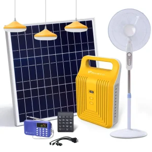 Solar Home Lighting Kit with Phone Charging, Lithium Battery, and DC System