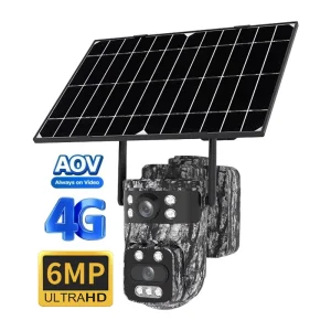 Solar Hunting Camera Smart Camouflage HD Full Color 4G AOV Wireless Surveillance Camera Outdoor Waterproof IP66