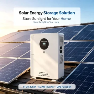Solar Inverters OEM Wall Mounted All in One 6.2kW Inverter 10.24kWh 51.2V 200Ah LiFePO4 Battery Pure Sine Wave CAN Solar Storage
