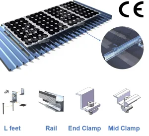 Solar L Foot Aluminum Solar PV Panel Brackets Roof Mounting System YZR 04 Natural Silver Anodized Wind 60 m/s