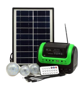 Solar LED Home Lighting System with Lithium-Ion Battery and Portable Design
