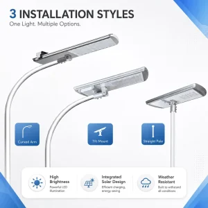 Solar LED Street Light IP66 CCC CE RoHS Certified Lifepo4 Battery Aluminum 5-Year Warranty Highway/Garden