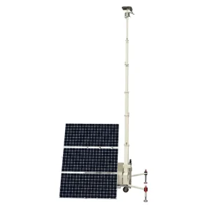 Solar Mobile Trailer LED Light Tower with MPPT Controller Long Endurance Battery Heavy Duty for Industrial Night Work