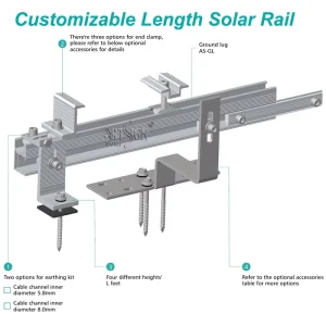 Solar Mounting Rail Custom Length Aluminum Profile Bracket OEM PV Structure Support