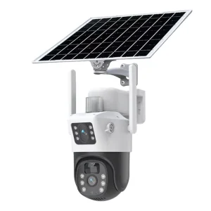 Solar Outdoor PTZ Security Camera 2MP 1080P Waterproof Dual Lens Smart Home System with Easy Installation Memory Card Storage