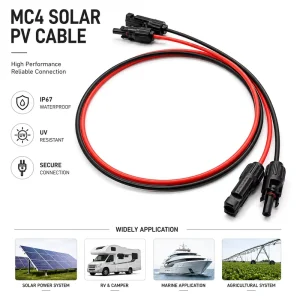 Solar PV Connector Harness Outdoor IP67 Waterproof Nylon PBT Extension Cable Male Female Adapter for Power Station