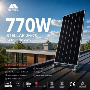 Solar Panel 770W Monocrystalline Foldable Roof Tile Panel with 23.8% Efficiency 210mm x 210mm Cell Size 33mm Thickness