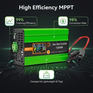 Solar Panel Booster 1200W 48V/60V/72V MPPT Solar Boost Controller LCD Color Display 12-60V 30A PV Input for LiFePO4 Battery