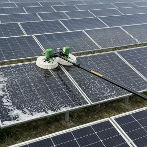 Solar Panel Cleaning Brush Brushless Motor Aluminum Pole Dual-Head Rotating PV Cleaner Waterproof Solar Cleaning Equipment