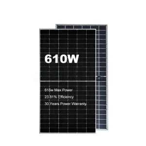 Solar Panel Efficiency 23% N Type Bifacial Half Cell Double Glass for 610W Residential Photovoltaic Roof Solar Power PV