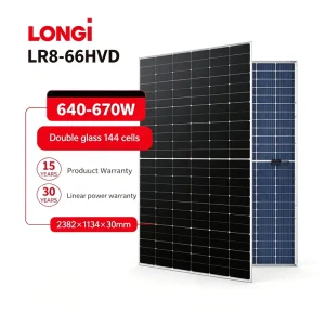 Solar Panel Longi Brand Himo X10 Bifacial Pv Module with Dual Glass 640W 645W 650W 655W 660W 665W LR8 66HVD
