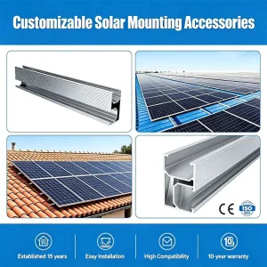 Solar Panel Rails 2400mm 4800mm Aluminum Solar Railings Solar Mounting Rail for Solar Panel 550 650 Watts
