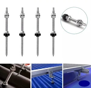 Solar Panel Tilted Mount Hanger Bolt Roof Rack Accessory Brackets for Corrugated Metal Roofs Aluminum Stainless Steel Home Use