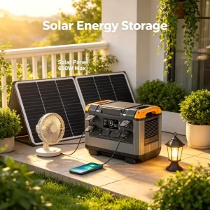 Solar Power LiFePO4 Battery Home Portable Solar Generator Outdoor Camping Energy System Off Grid 2400W Power Station