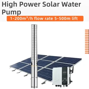 Solar Powered Stainless Steel Submersible Pump High Lift Large Flow Deep Well Energy Efficient Rural Irrigation Remote Water