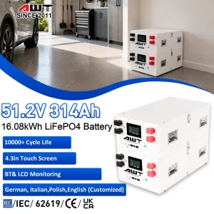 Solar Storage System 16kwh 51.2v Stackable 100ah 150ah 200ah 280ah 400ah LFP Lithium Ion Battery with 200A V19