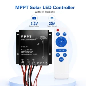 Solar Street Light MPPT Controller with 0V Startup for 3.7V and 3.2V Lithium Batteries, Infrared Remote Control