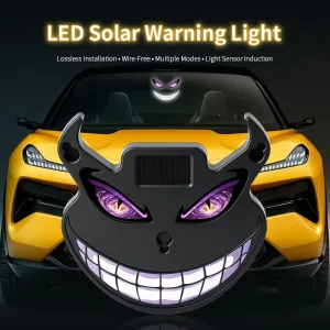 Solar & Type C Rechargeable Devil Eyes LED Warning Light Car Windshield Decor Light Universal Auto Interior Accessories
