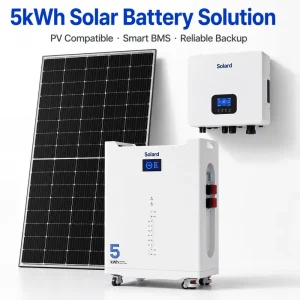 Solard 15 Units Parallel Connection Stackable Apartment Power off Grid System 10 Year Warranty 51.2V 100Ah 5kWh LiFePO4 Battery