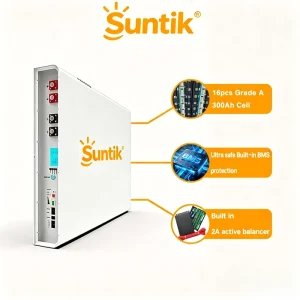 Split Smart BMS IP65 LiFePO4 51.2V 15kWh 300AH Wall Mounted Hybrid Grid 8000 Cycles CAN WiFi