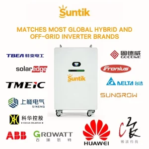 Split Stackable Hybrid Grid Battery System IP65 CAN Communication 51.2V LiFePO4 300Ah 30kWh 8000 Cycles Home
