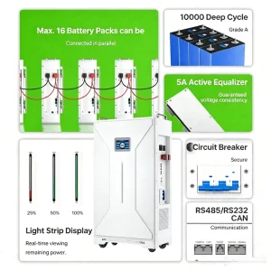 Split-Type CAN 10kW 20kW Output Power Wall-Mounted LiFePO4 Lithium Battery Solar Energy Storage System