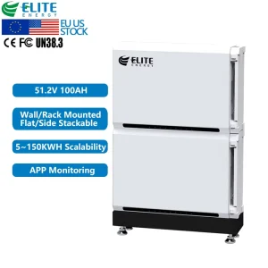 Stackable 48V 100Ah LiFePO4 Lithium-Ion Battery Pack 5kWh 10kWh 15kWh for Home Solar Energy Storage